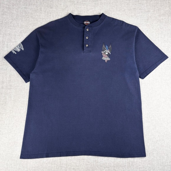 Harley-Davidson Other - Harley Davidson Eagle Graphic Henley Shirt Live To Ride Navy Men's L